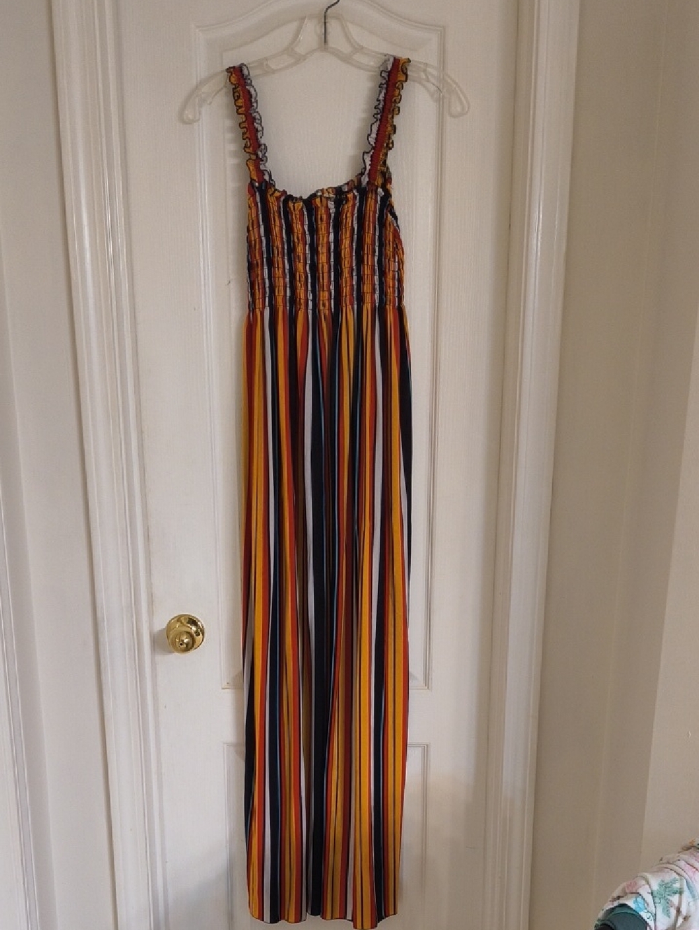 Striped Maxi Sundress in Yellow, Black & Red